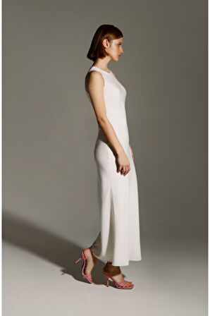 Düz saten lara elbise