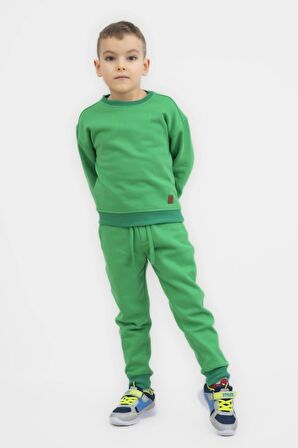 Çocuk Eşofman Takımı Unisex Kışlık Pamuklu Yeşil