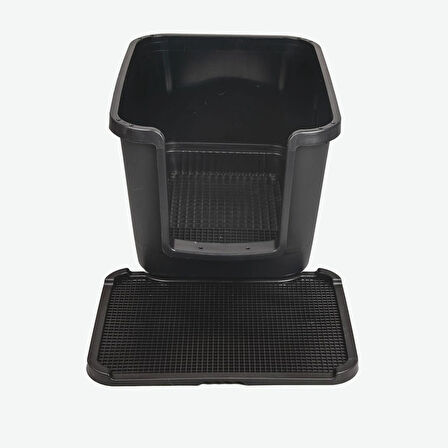  3 Fonksiyonlu Ultra Lüx Kapalı Kedi Tuvaleti ve Kedi , Köpek Taşıma Çantası 67 x 52 x 51 Cm Antrasit