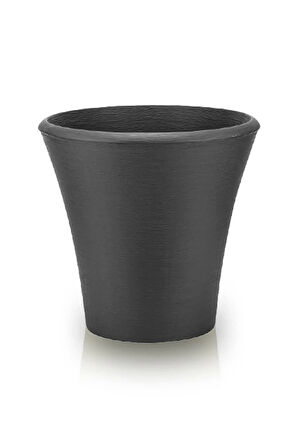  Begonvil 38cm Antrasit Yuvarlak 23 Litre Beton Görünümlü Plastik Saksı Drenaj Izgaralı Çiçek Saksısı