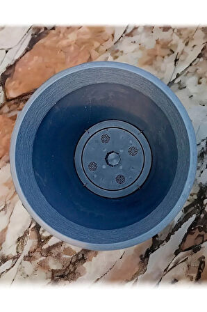  Begonvil 38cm Antrasit Yuvarlak 23 Litre Beton Görünümlü Plastik Saksı Drenaj Izgaralı Çiçek Saksısı