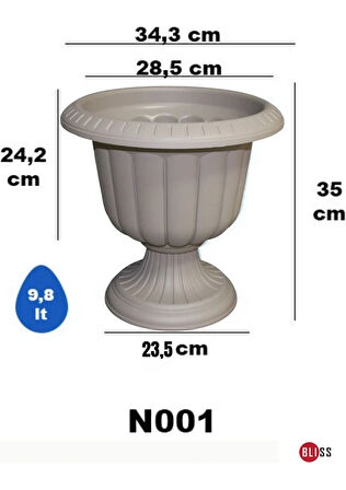Nergis Ayaklı Dekoratif Çiçek Saksı Iç ve Dış Mekan Mokka Renk Saksı 9,8 Litre