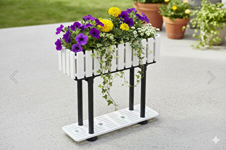 Akasya Çit Balkon Saksı 80 cm Ayaklı Saksılık 15 Litre