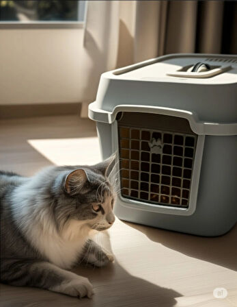 XL   Pratik Kapalı Kedi Tuvaleti ve Kedi , Köpek Taşıma Çantası 67 x 52 x 51 Cm Antrasit