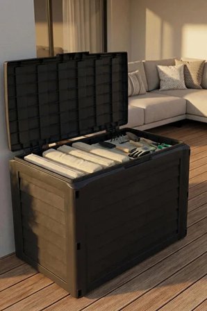  140 Lt Sandık Bahçe Balkon Kiler Depolama Kiler Su Geçirmez, Dayanıklı Plastik Organizer