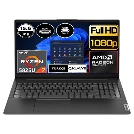 V15 G3 Aba 82TV009DTX-EP21 Ryzen 7 5825U 24 GB Ram 2 Tb SSD Amd Radeon Graphics 15.6" Fhd Windows 11 Pro + Elektropasaj Çanta
