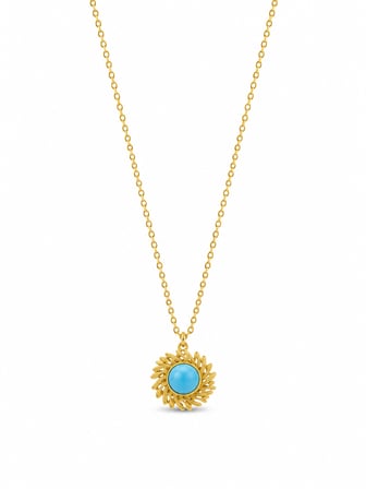 Bilfa Altın Sarısı Mavi Boncuklu Güneş Kolye Kadın Hediye Şık Bijuteri Aksesuar