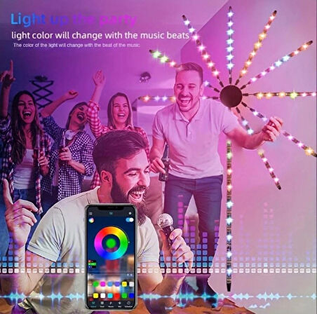 Kumandalı Havai Fişek Işıkları LED Şerit RGB Akıllı Dans Işıkları Müzik Parti Ritmi Renkli Işıklar Sahne Arkası Ambiyans