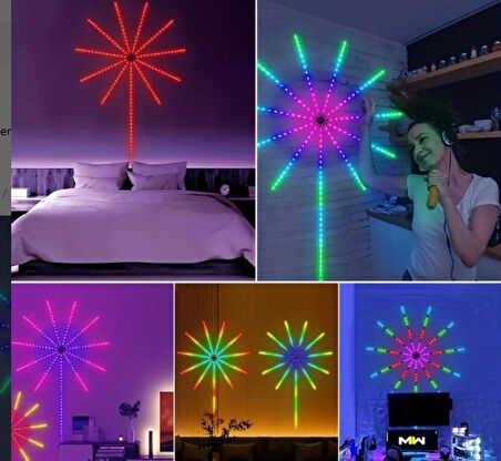 Kumandalı Havai Fişek Işıkları LED Şerit RGB Akıllı Dans Işıkları Müzik Parti Ritmi Renkli Işıklar Sahne Arkası Ambiyans