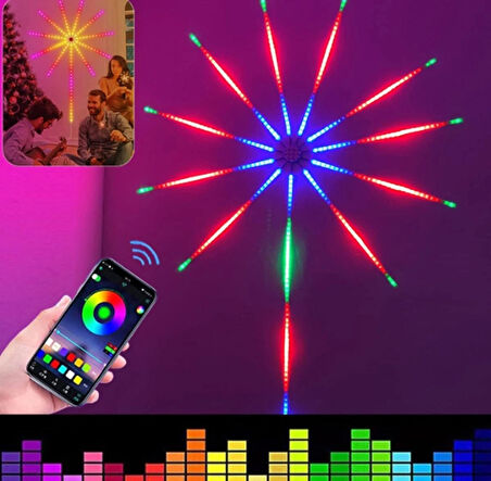 Kumandalı Havai Fişek Işıkları LED Şerit RGB Akıllı Dans Işıkları Müzik Parti Ritmi Renkli Işıklar Sahne Arkası Ambiyans