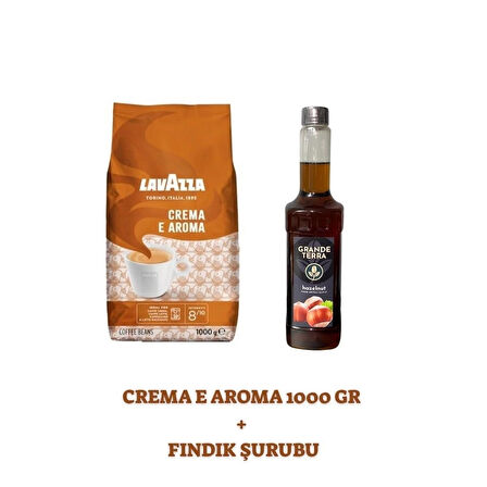 Lavazza Crema e Aroma 1000 gr + Grande Terra Fındık Şurubu 750 Ml Seti