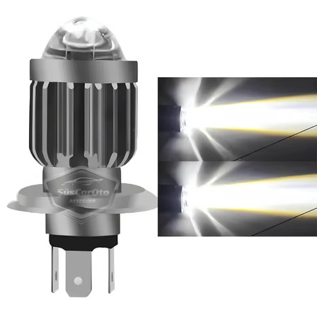 Otomobil Araç Motosiklet Mercekli Far Ampulü Led Far Beyaz CSP Led Xenon Lamba Delici Yayıcı Uzun Kısa 1 Adet H4