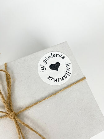 İyi Günlerde Kullanınız Ortası Kalpli Yapışkanlı Yuvarlak Sticker Etiket 50 mm 120 Adet