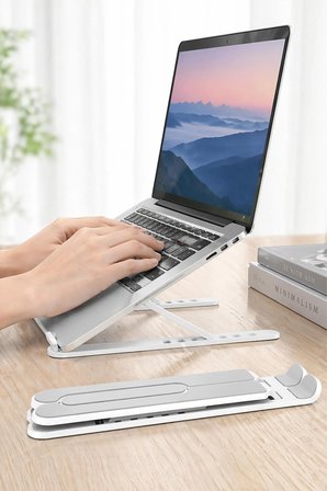 Alüminyum Laptop Standı 7 Kademeli Ayarlı Katlanabilir Tablet Tutucu Ergonomik 26 cm