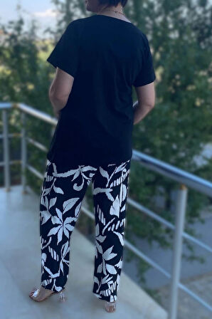 Büyük Beden Bahar Takım Siyah-Beyaz