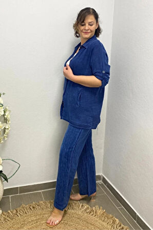 Kadın Lacivert Yıldız Detaylı Pamuklu 3 lü Takım