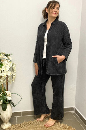 Kadın Siyah Yıldız Detaylı Pamuklu 3 lü Takım