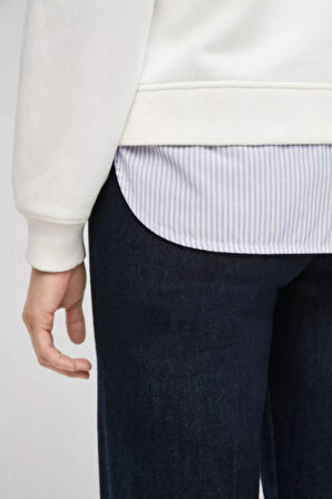 Kadın Beyaz Kapşonlu Sportif Sweatshirt