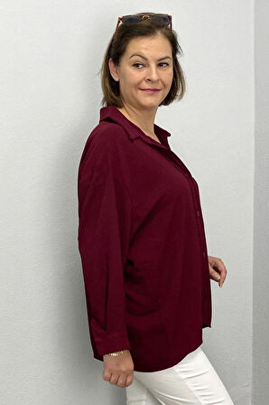 Kadın Bordo Ayrobin Gömlek