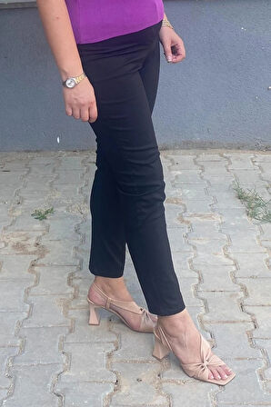 Kadın Siyah Boru Paça Pantolon