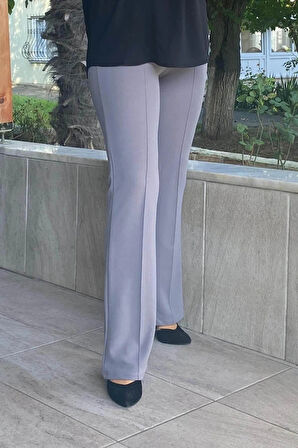 Kadın Gri Krep Palazzo Pantolon