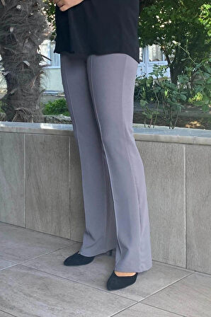 Kadın Gri Krep Palazzo Pantolon