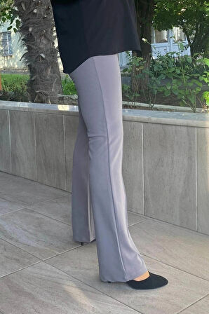 Kadın Gri Krep Palazzo Pantolon