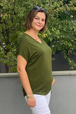 Büyük Beden Yeşil Minnoş Bluz