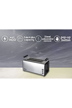 ZLN2720 4 Dilim XL Ekmek Kızartma Makinesi | 1400W | Yeniden Isıtma ve Buz Çözme Özellikli