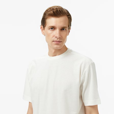 Nautica Erkek Krem Regular Fit Çizgili T-Shirt
