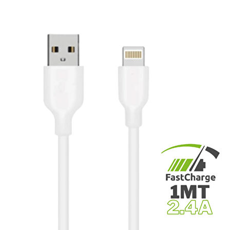 Lightning To Usb Şarj Kablosu 2.4A 1mt Apple İphone 5 6 7 8 X Pro Max Uyumlu Şarz Aksesuarı