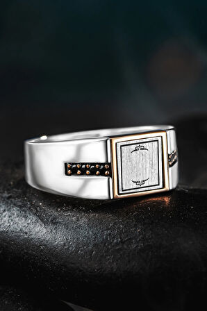 Erkek Gümüş Yüzük - Harf Yazılabilir Zirkon Taşlı Erkek Yüzük