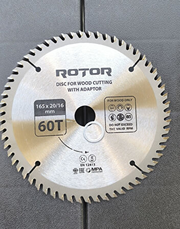 Ahşap kesme diski ROTOR 165*20/16 adaptörlü 60T
