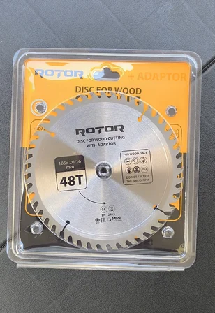 Daire Testere Bıçağı ROTOR 185*20/16 adaptörlü 48T Ahşap kesme diski
