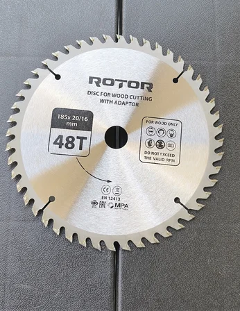 Daire Testere Bıçağı ROTOR 185*20/16 adaptörlü 48T Ahşap kesme diski