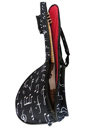 Profesyonel SU GEÇİRMEZ 20 MM PEDLİ Gigbag Uzun Bağlama Saz Kılıfı Nota Desenli