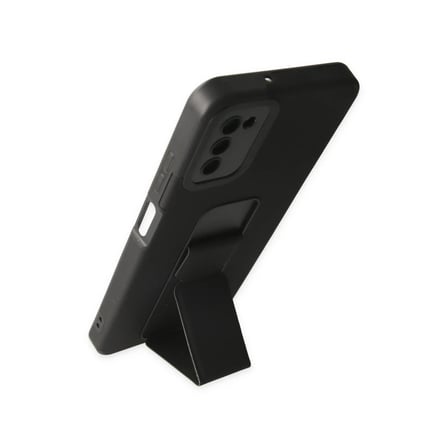 Samsung Galaxy A03S Kılıf Mega Standlı Silikon - Siyah