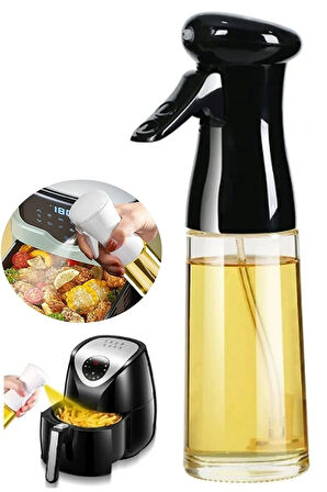 Cam Sprey Yağdanlık, Çok Amaçlı Cam Şişe Limon, Sirke, Airfryer Yağ Spreyi Püskürtücü 200 ml