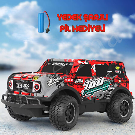 Uzaktan Kumandalı Yedek Şarjlı Batarya Led Işıklı Gövde 1:20 Off-road Rc Araba Kırmızı