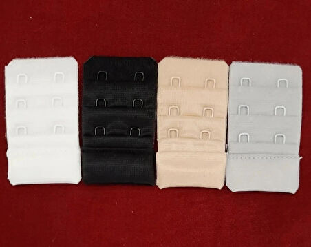 Kadın 2'li Kanca Sütyen Uzatma Kopçası Agraf/ek Aparatı Seti 4'lü Paket Standart (Siyah-Beyaz-Ten-Gri) Renk