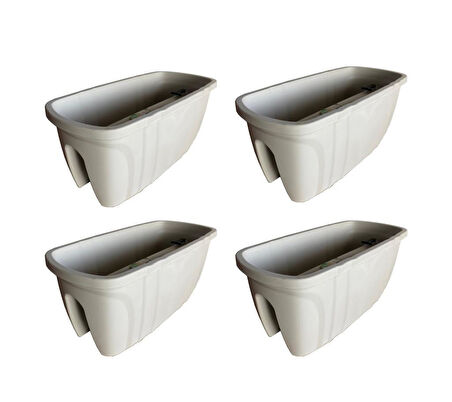 SY-5710 Opal Balkon Küpeşte Saksı 15 Litre Kirli Beyaz 4 Adet