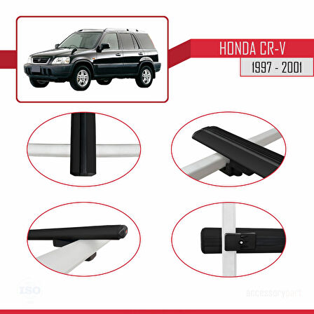 Honda CR-V 1997-2001 Arası ile Uyumlu BASIC Model Ara Atkı Tavan Barı Siyah 2 Adet