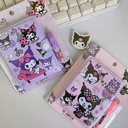 Kawaii Sanrioo Kuromi Karakterler Mini Defter Kalem Set