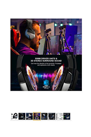 Porfesyonel Oyuncu Kulaklıgı Led Pc, Ps4, Xbox One, Ipad Uyumlu Dizüstü Bilgisayar Mikrofonlu Stereo