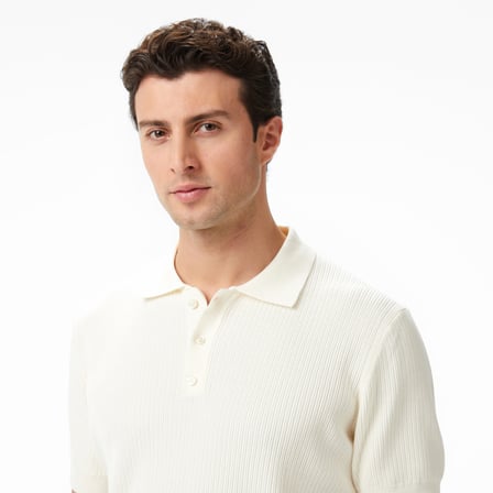 Nautica Erkek Krem Regular Fit Kısa Kollu Triko