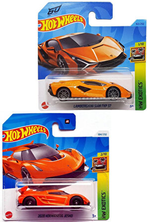 2 Araç Hot Wheels Set - 2020 Koenigsegg Jesko & Lamborghini Sian FKP 37 (1/64) Turuncu