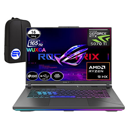Asus Rog Strıx G16 G614PR-RV050EP3 Amd Ryzen 9 8940HX 32GB 2tb RTX5070TI 16" Fhd+ 165HZ Wuxga WIN11 Pro + Elektropasaj Çanta