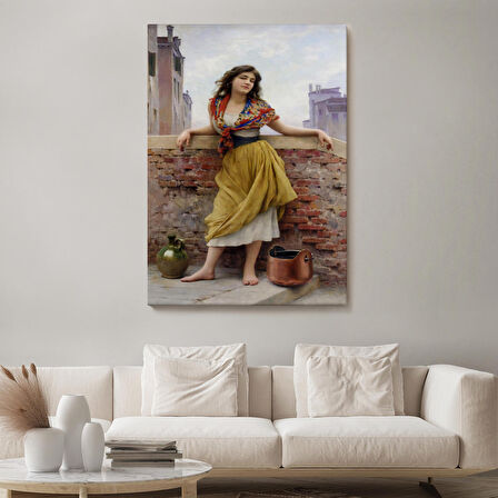 The Watercarrier Eugene de Blaas Su Taşıyan Kız Tablosu-6435