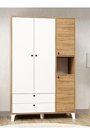 Kuzeylife 4 Kapaklı 6 Raflı Ekstra Derin Gardrop-52 cm Derinlik