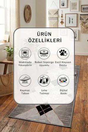 Ehl-31 Yıkanabilir Yolluk Halı Kaymaz Taban Salon Mutfak